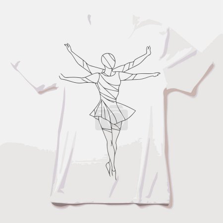 Téléchargez les illustrations : Danseuse de ballet sur t-shirt. esquisse pour votre design. Illustration vectorielle - en licence libre de droit