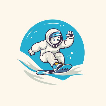 Téléchargez les illustrations : Snowboarder. Illustration vectorielle d'un snowboarder sur fond bleu. - en licence libre de droit