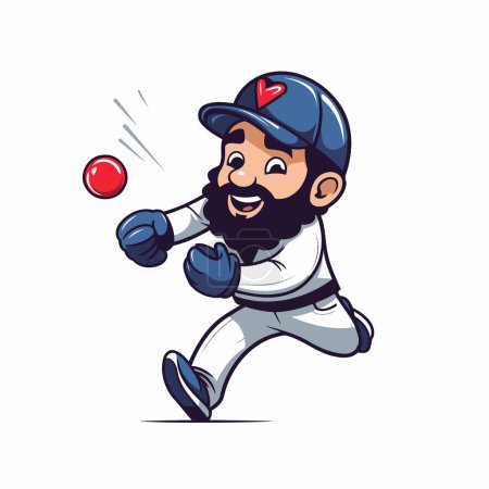 Ilustración de Personaje de mascota de dibujos animados jugador de béisbol. Ilustración vectorial. - Imagen libre de derechos