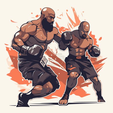 Illustration for Two kickboxers fighting. Vector illustration of two kickboxers. - Royalty Free Image