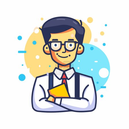 Illustration for Businessman character design. Vector illustration in a flat style on a white background. - Royalty Free Image