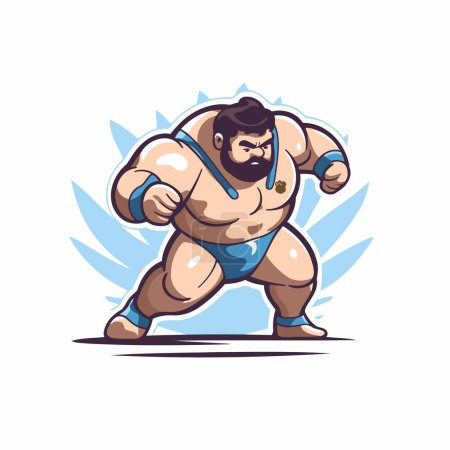 Ilustración de Luchador de sumo. Ilustración vectorial de un luchador de sumo sobre fondo blanco. - Imagen libre de derechos
