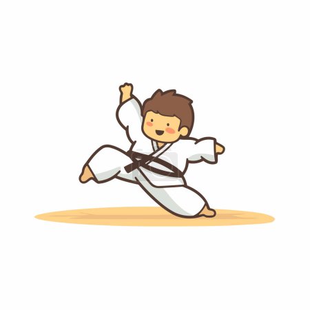 Ilustración de Karate boy in kimono vector Ilustración sobre fondo blanco - Imagen libre de derechos