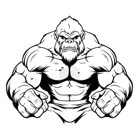 Illustration for Mascot Illustration of a Muscular Gorilla Fitness Male Bodybuilder - Royalty Free Image
