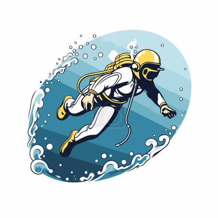 Illustration for Illustration of diver diving in the water. vector graphic illustration. - Royalty Free Image
