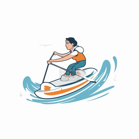 Illustration for Man riding a water scooter. extreme sport vector Illustration on a white background - Royalty Free Image