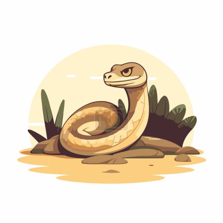 Téléchargez les illustrations : Mignon serpent de dessin animé. Illustration vectorielle d'un serpent en style dessin animé. - en licence libre de droit