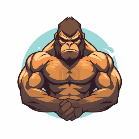 Ilustración de Mascota Ilustración de un fuerte gorila macho flexionando sus músculos - Imagen libre de derechos