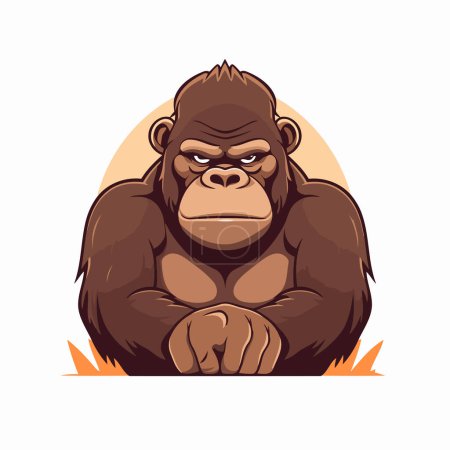 Téléchargez les illustrations : Icône de gorille. Illustration vectorielle d'un gorille isolé sur fond blanc. - en licence libre de droit