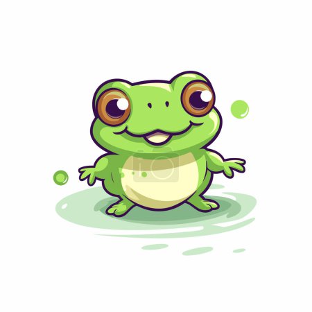 Illustration for Frog cartoon character on white background. Cute animal vector illustration. - Royalty Free Image
