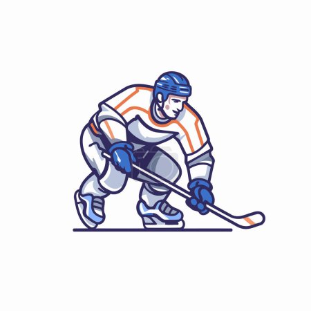 Téléchargez les illustrations : Joueur de hockey sur glace. Illustration vectorielle d'un joueur de hockey avec le bâton. - en licence libre de droit