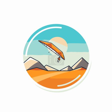 Illustration for Paraglider on the background of mountains. Vector illustration. - Royalty Free Image