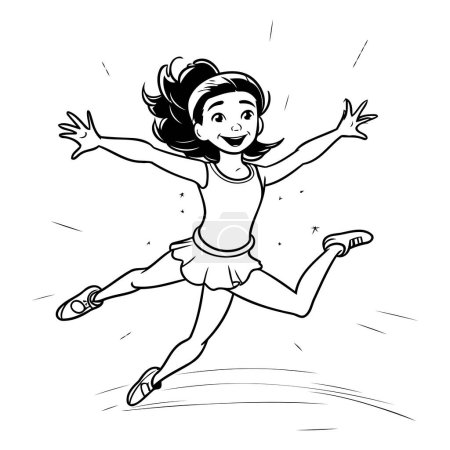 Téléchargez les illustrations : Joyeux saut de fille. Illustration vectorielle d'une fille heureuse sautant. - en licence libre de droit