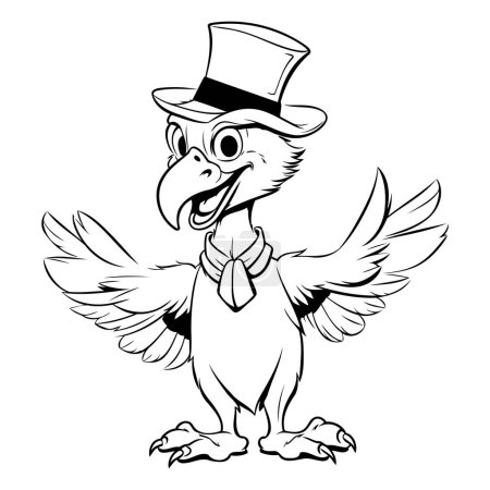 Illustration for Eagle with a top hat and bow tie. Vector illustration. - Royalty Free Image