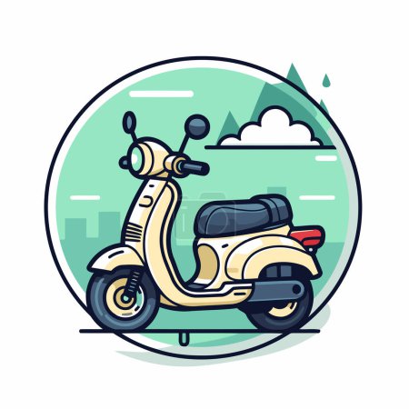Illustration for Vintage scooter icon. Vector illustration in flat design style. - Royalty Free Image