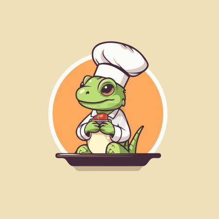 Illustration for Cute crocodile chef cartoon character. Vector illustration for your design - Royalty Free Image