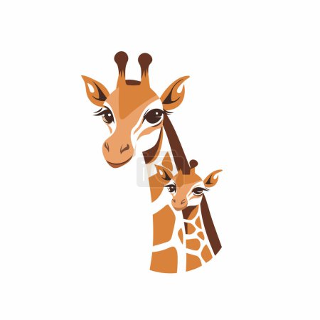 Téléchargez les illustrations : Vecteur de tête de girafe Illustration isolée sur fond blanc. - en licence libre de droit