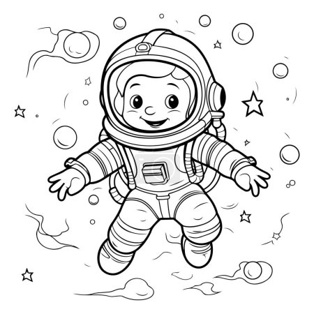 Téléchargez les illustrations : Livre à colorier pour enfants : astronaute dans l'espace. Illustration vectorielle. - en licence libre de droit