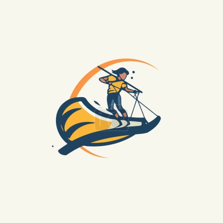 Illustration for Windsurfing logo design template. Windsurfing vector icon. - Royalty Free Image