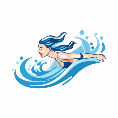 Ilustración de Icono de mujer nadadora. Nadadora en la piscina. Ilustración vectorial - Imagen libre de derechos