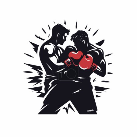 Illustration for Vector illustration of two boxers fighting on white background. Boxer training. - Royalty Free Image