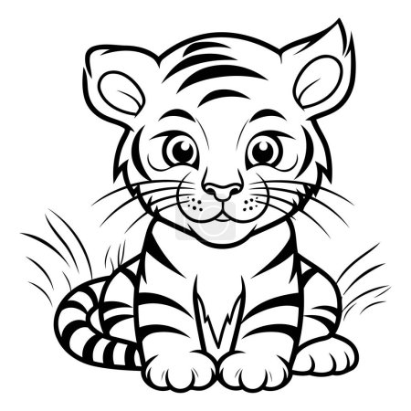 Illustration for Cute cartoon tiger on a white background. Vector illustration for your design - Royalty Free Image