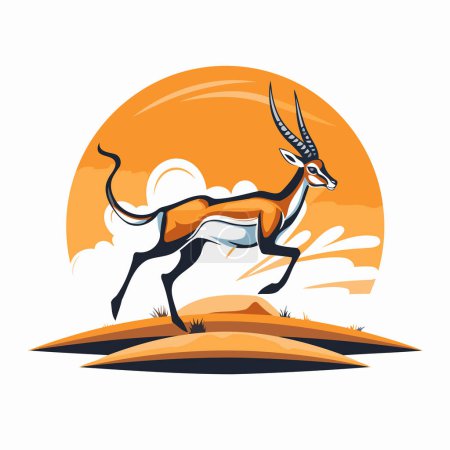 Téléchargez les illustrations : Gazelle en Afrique. Animal africain. Illustration vectorielle sur fond blanc. - en licence libre de droit