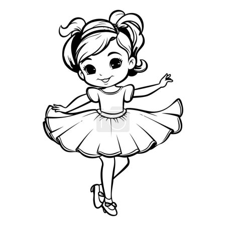 Cute little girl ballerina in a tutu. Vector illustration.