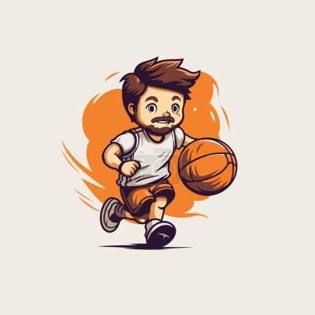 Téléchargez les illustrations : Joueur de basket-ball avec balle. Illustration vectorielle d'un joueur de basket. - en licence libre de droit