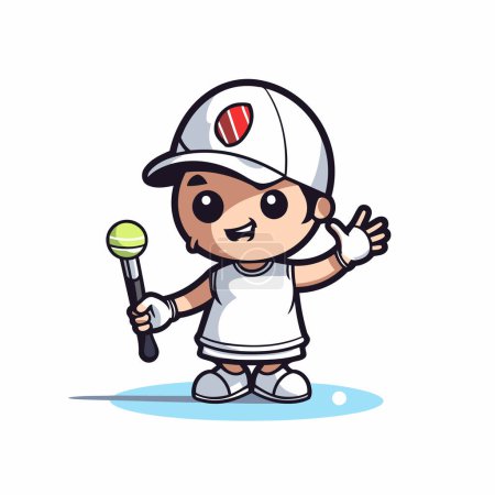 Illustration for Cute Baby Baseball Player Mascot Character Vector Illustration. - Royalty Free Image