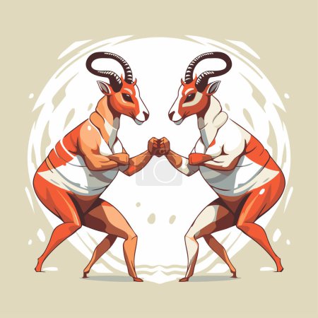 Téléchargez les illustrations : Illustration vectorielle de deux gazelles serrant la main sur fond blanc. - en licence libre de droit