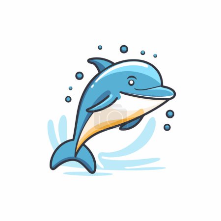 Illustration for Dolphin icon. Cute cartoon dolphin. Vector illustration isolated on white background - Royalty Free Image