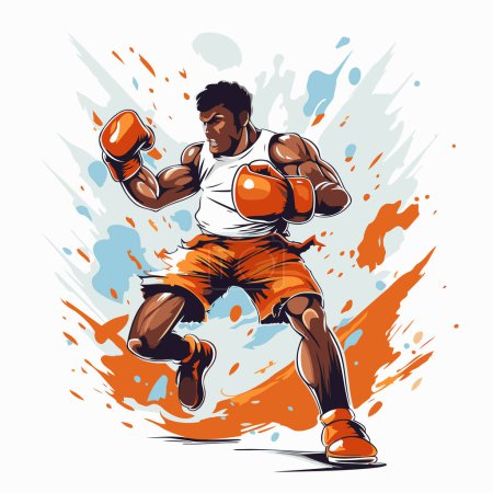 Ilustración de Boxeador en acción. Ilustración vectorial del boxeador en acción. - Imagen libre de derechos