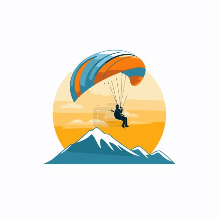 Illustration for Paraglider flying above the mountains. Paraglider in the sky. Vector illustration - Royalty Free Image