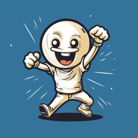 Ilustración de Ilustración de un hombre calvo de dibujos animados feliz corriendo con los brazos en alto - Imagen libre de derechos