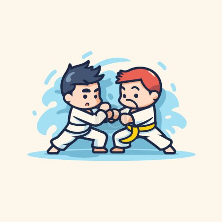 Téléchargez les illustrations : Illustration Vector Graphic of a Martial Arts Fight. Parfait à utiliser pour Sport Company - en licence libre de droit