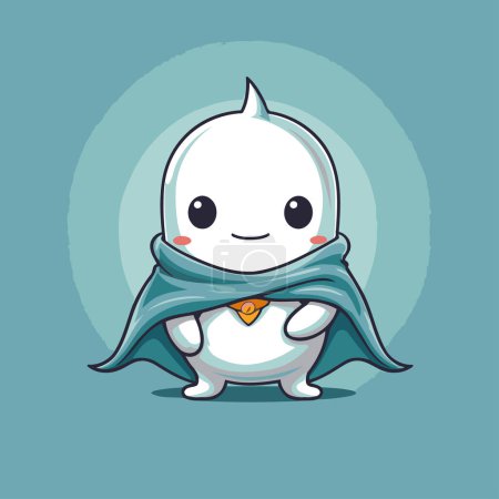 Illustration for Cute cartoon ghost with cape. Halloween character. Vector illustration. - Royalty Free Image