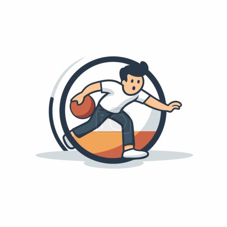 Téléchargez les illustrations : Homme jouant au basket. Sport et mode de vie sain concept. Illustration vectorielle. - en licence libre de droit