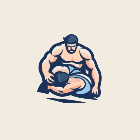 Téléchargez les illustrations : Modèle de logo de lutteur Sumo. Illustration vectorielle du lutteur Sumo. - en licence libre de droit