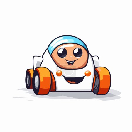 Illustration for Cute robot driving a car isolated on white background. Vector illustration. - Royalty Free Image