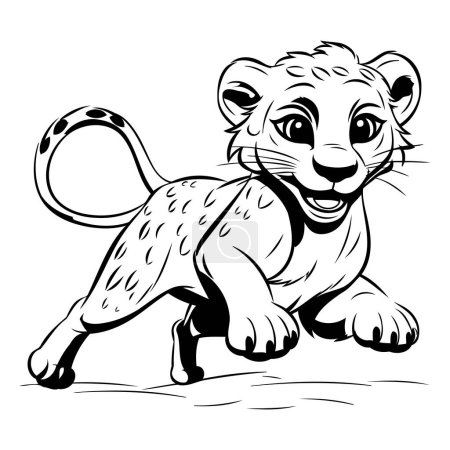 Ilustración de Ilustración de un león de dibujos animados. Libro para colorear para niños. - Imagen libre de derechos