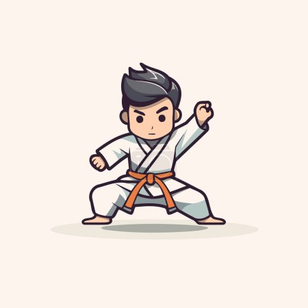 Illustration for Taekwondo doodle cartoon character. vector illustration. - Royalty Free Image
