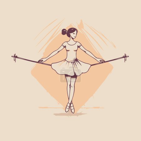 Téléchargez les illustrations : Danseuse de ballet. Ballerine en pointes. Illustration vectorielle. - en licence libre de droit