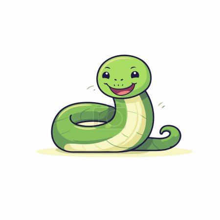 Cute green snake cartoon vector Illustration on a white background.