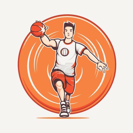 Ilustración de Jugador de baloncesto con pelota en la cancha. Ilustración del vector deportivo. - Imagen libre de derechos