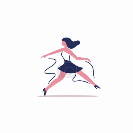 Illustration for Dancing ballerina in a flat style. Vector illustration. - Royalty Free Image