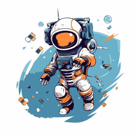 Illustration for Astronaut in spacesuit. Vector illustration on white background. - Royalty Free Image