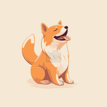 Téléchargez les illustrations : Mignon dessin animé gallois chien corgi assis. Illustration vectorielle. - en licence libre de droit