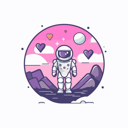 Ilustración de Astronauta en el espacio exterior. Ilustración vectorial en estilo plano
. - Imagen libre de derechos