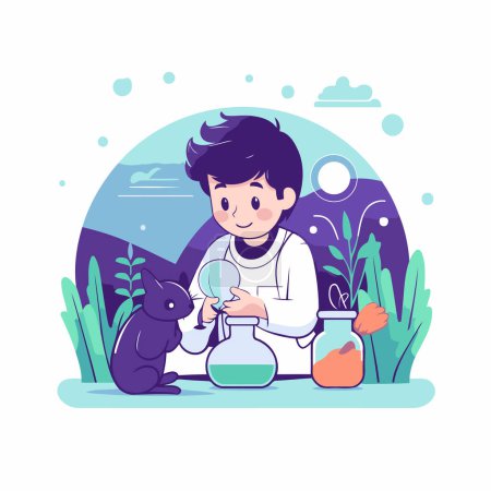 Illustration for Scientist working in the laboratory. Vector illustration in flat style. - Royalty Free Image